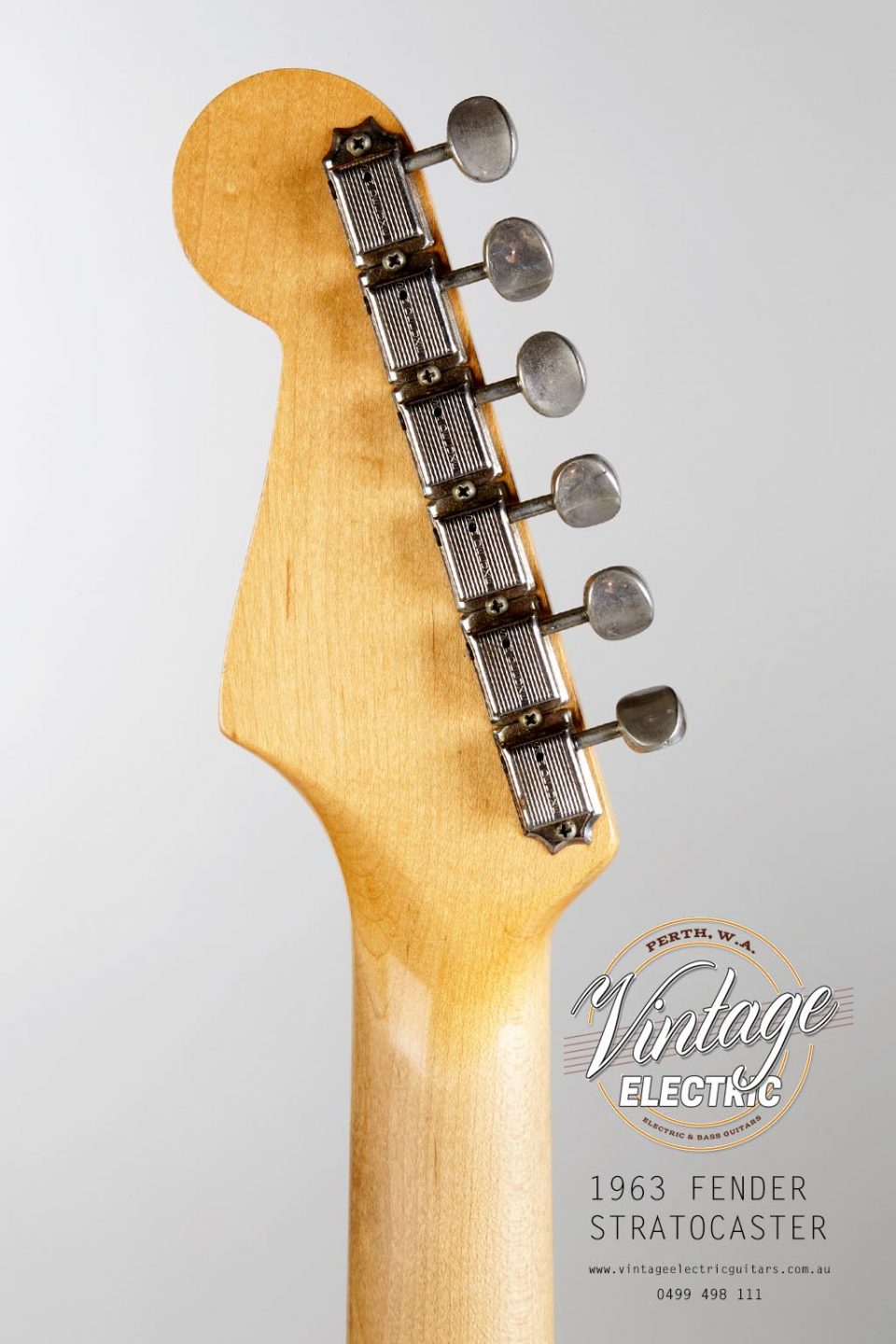 USA 1963 Fender Stratocaster Back of Headstock