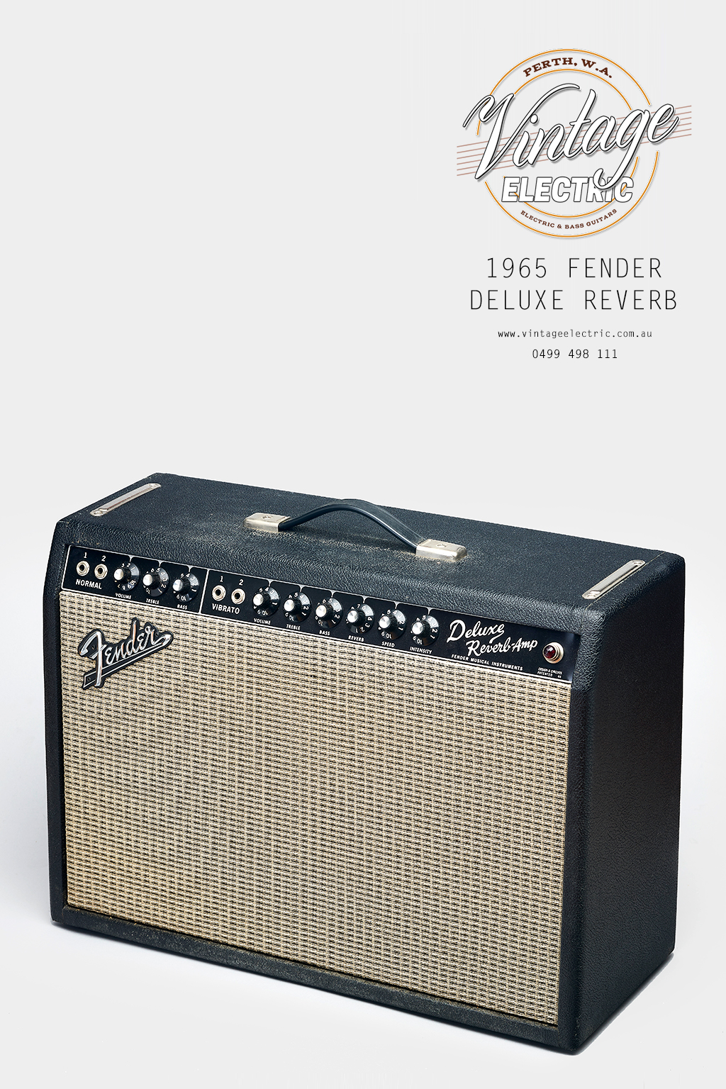 1965 Fender Deluxe Reverb Blackface Amplifier | Vintage Electric