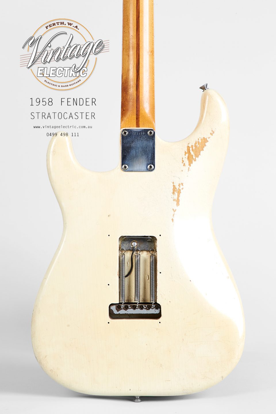 1958 Fender Stratocaster Olympic White Rear of Body