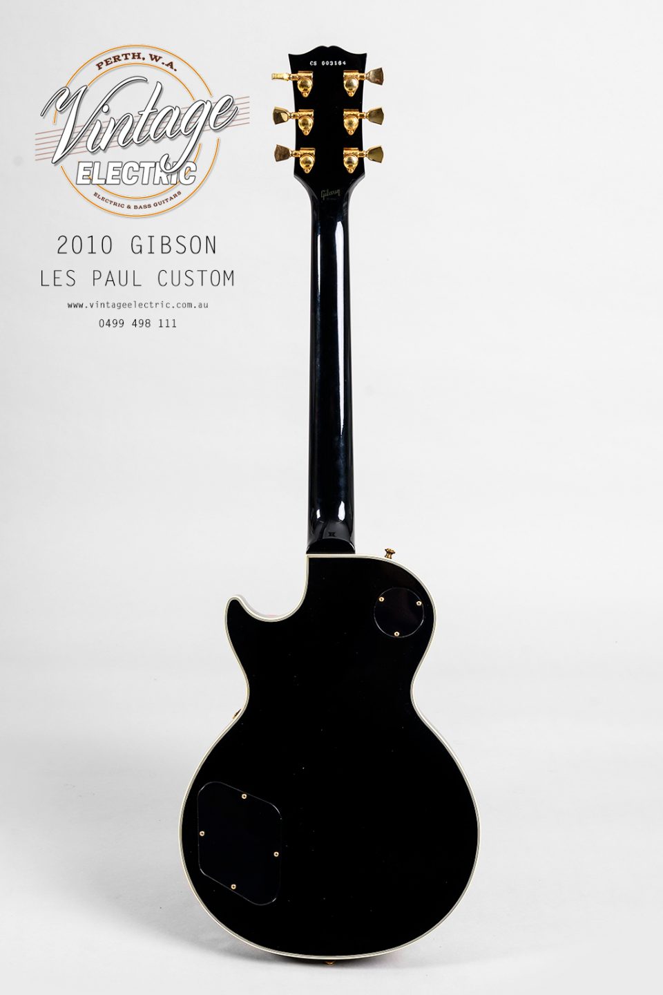 2010 Gibson Les Paul Custom Black Back of Guitar