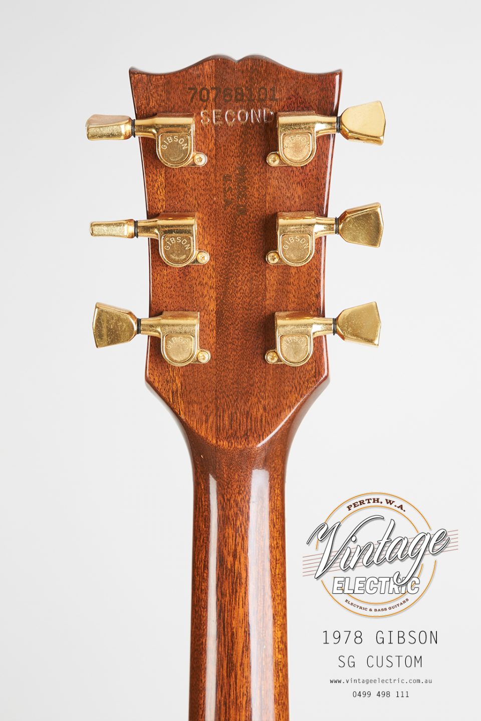 1978 Gibson SG Custom Back of Headstock