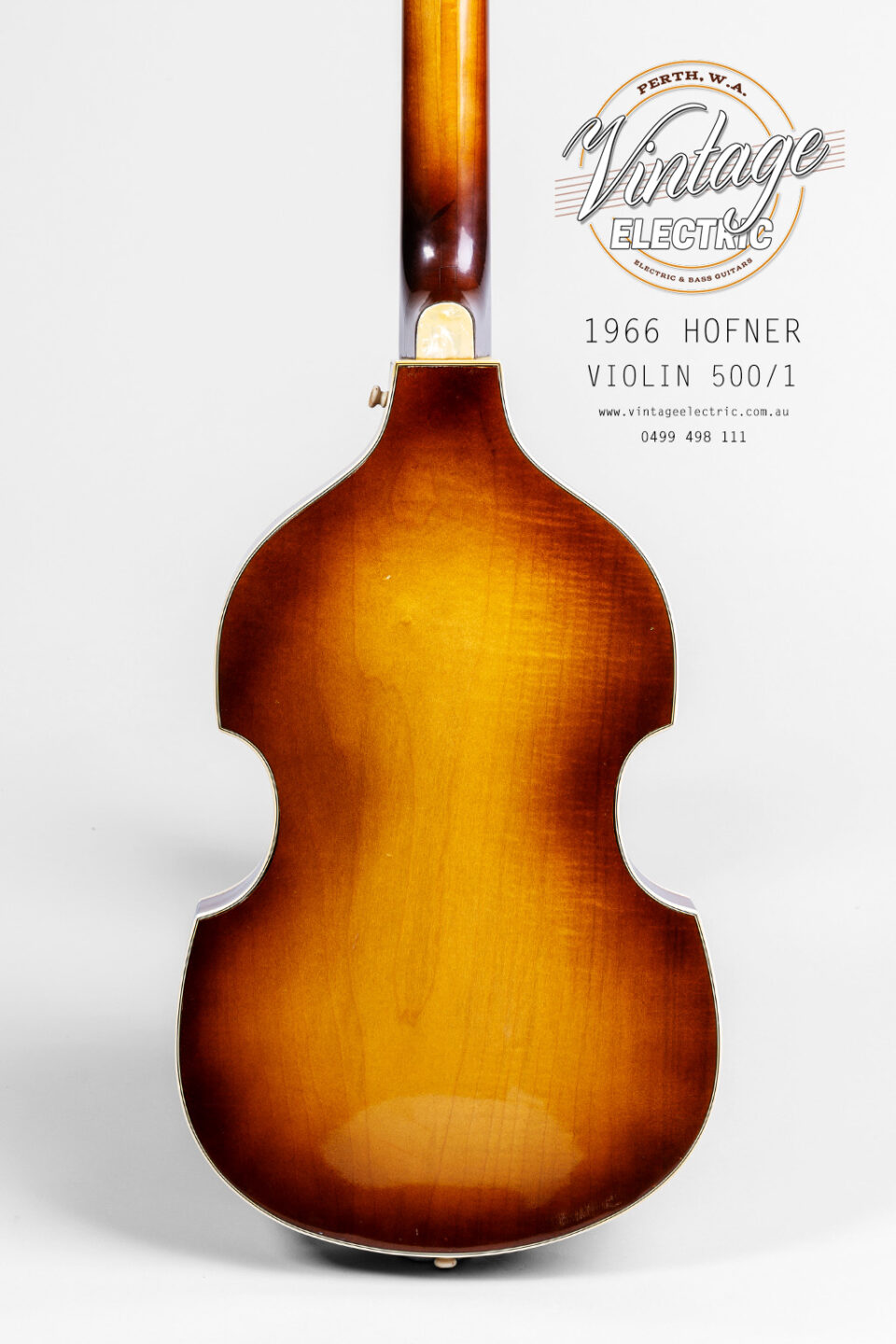 1966 Hofner Violin 500-1 Body Back