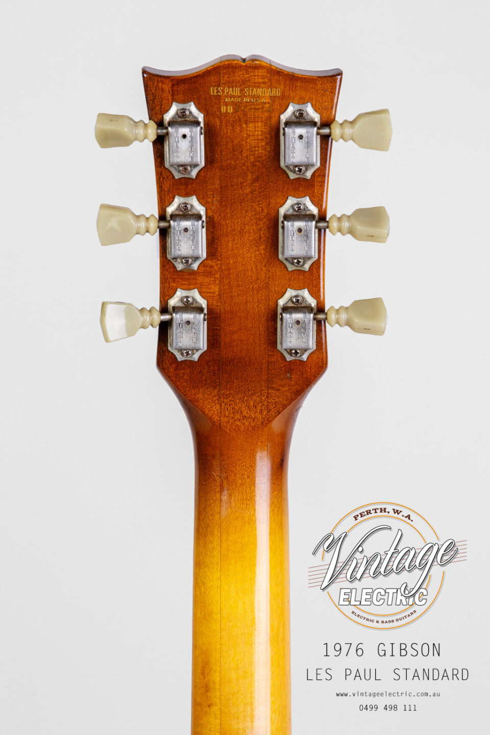 1976 Gibson Les Paul Standard Sunburst Back of Headstock