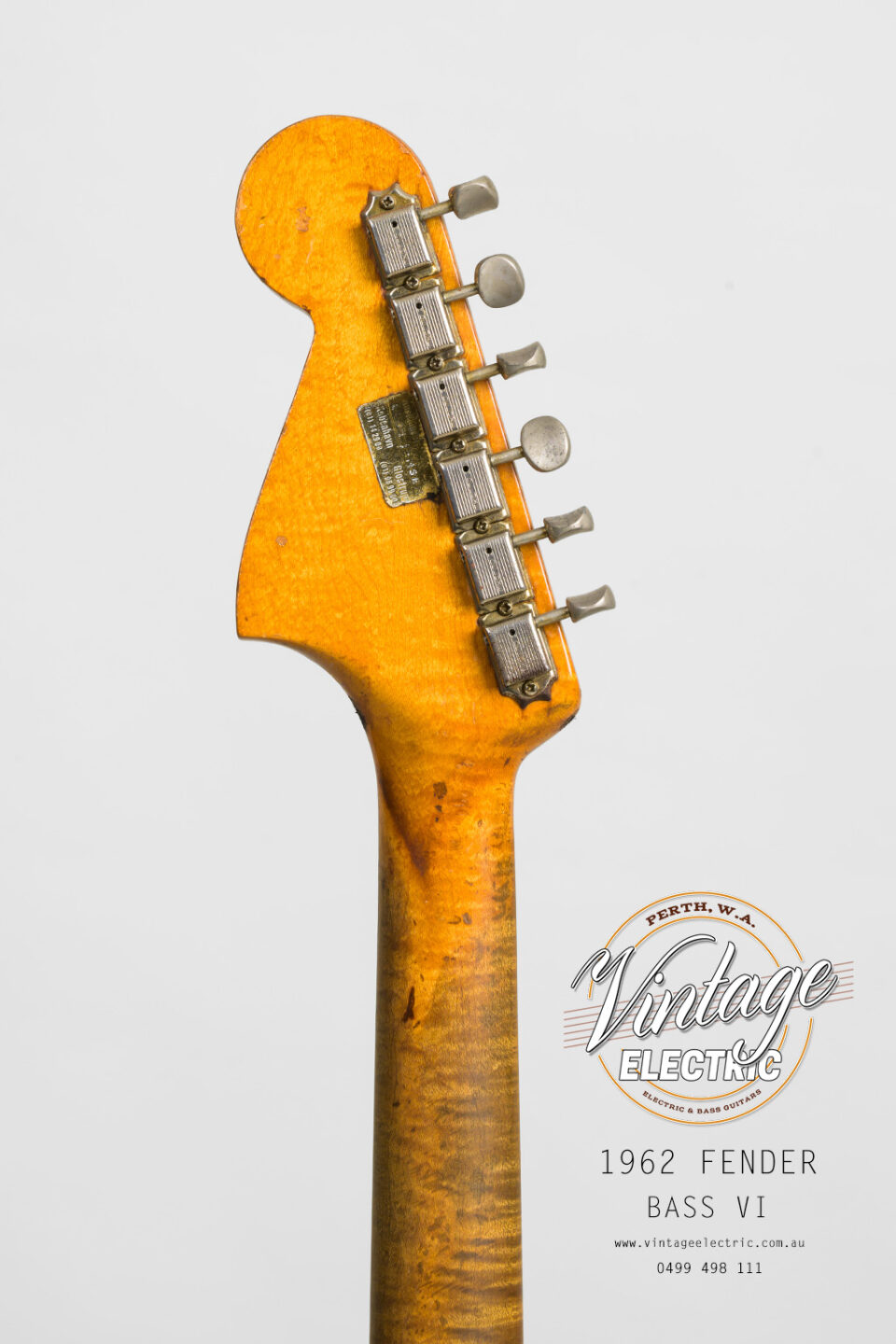 1962 Fender Bass VI Back of Headstock