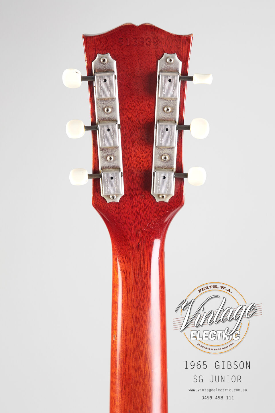 1965 Gibson SG Cherry Jr Back of Headstock