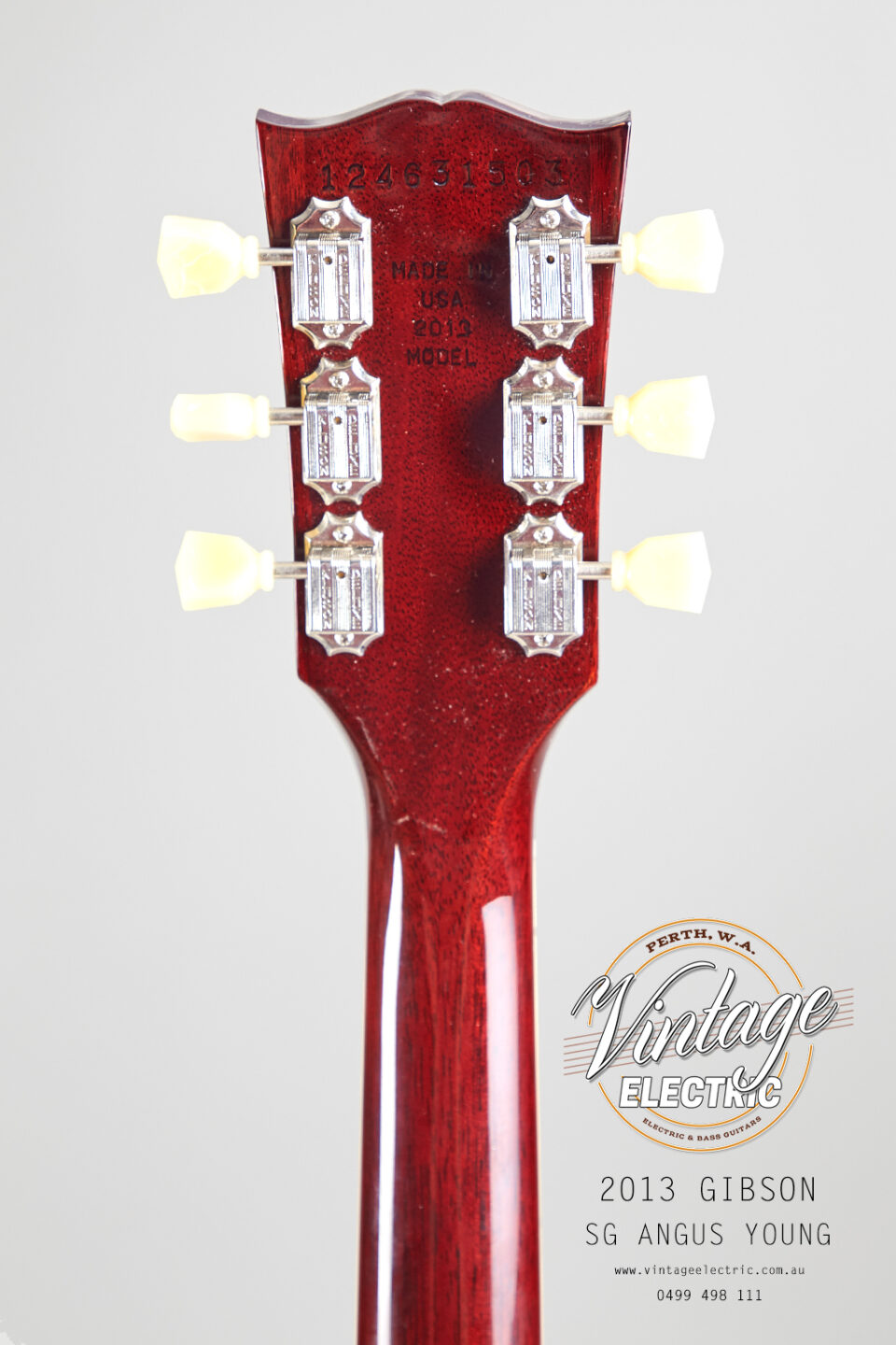 2013 Gibson SG Angus Back of Headstock